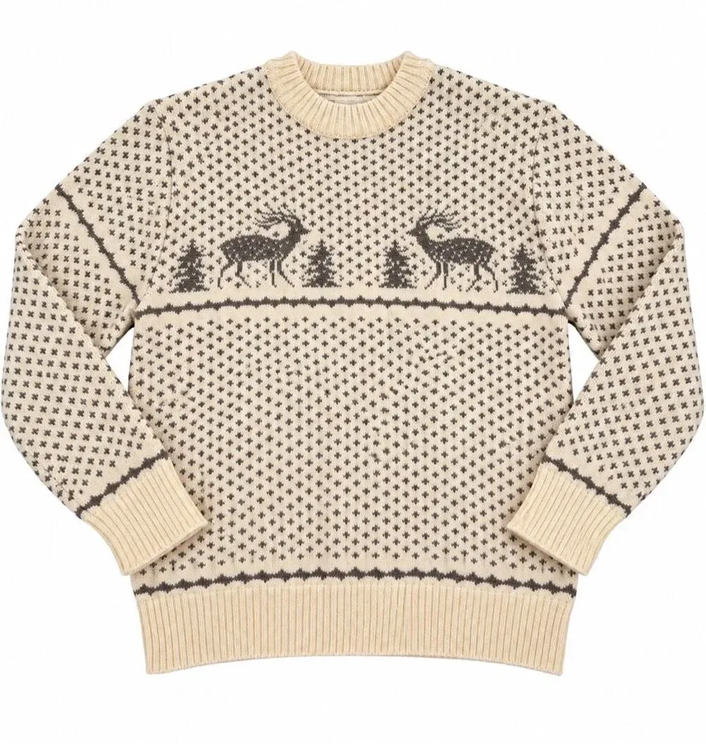 Green Mountain Threadworks Vintage Wool Fair Isle Deer Sweater Size XL